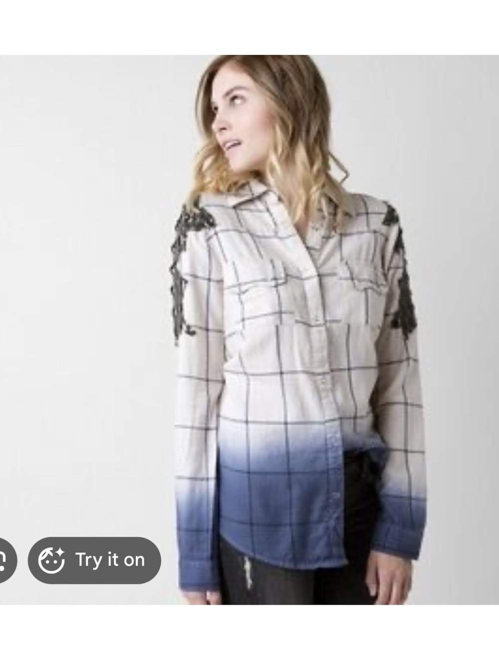 Gimmicks by BKE ombré flannel with embroidered detail
